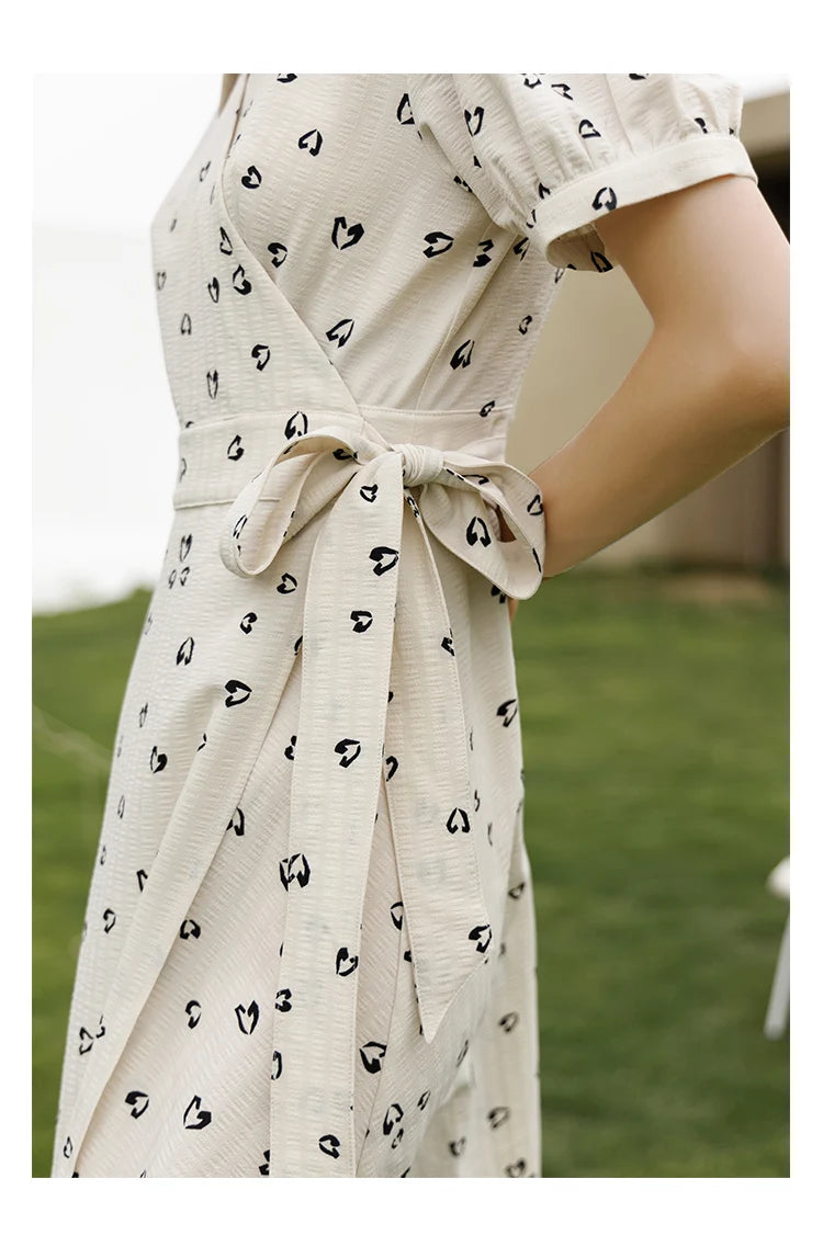 MISHOW Red Dresses For Women Summer French Hepburn One Piece V-neck Chiffon A-shape Floral Holiday Midi Dresses MXA29L0356