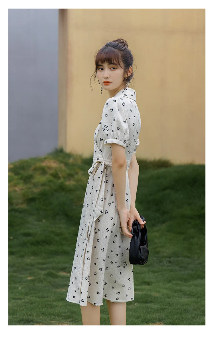 MISHOW Red Dresses For Women Summer French Hepburn One Piece V-neck Chiffon A-shape Floral Holiday Midi Dresses MXA29L0356