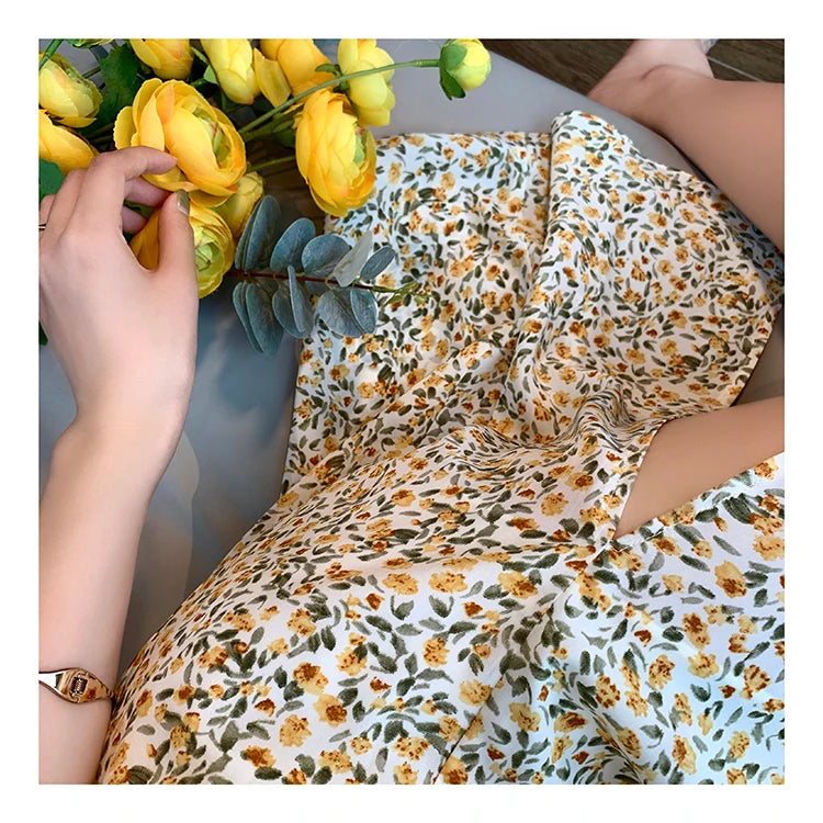 MISHOW 2023 Summer New Midi Dresses Women Vintage Short Sleeve A-Line Retro Mini Dress Korean French Female Clothing MX20B1087