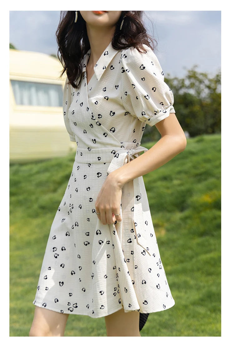 MISHOW Red Dresses For Women Summer French Hepburn One Piece V-neck Chiffon A-shape Floral Holiday Midi Dresses MXA29L0356