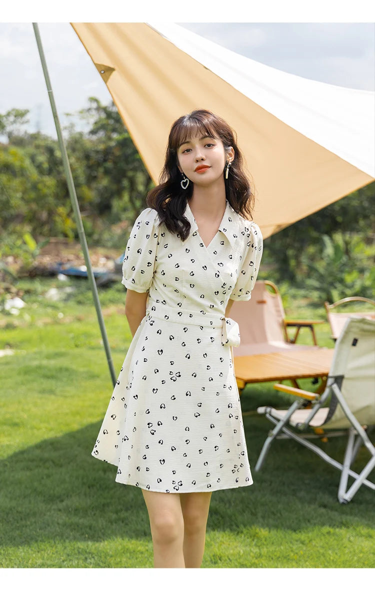 MISHOW Red Dresses For Women Summer French Hepburn One Piece V-neck Chiffon A-shape Floral Holiday Midi Dresses MXA29L0356