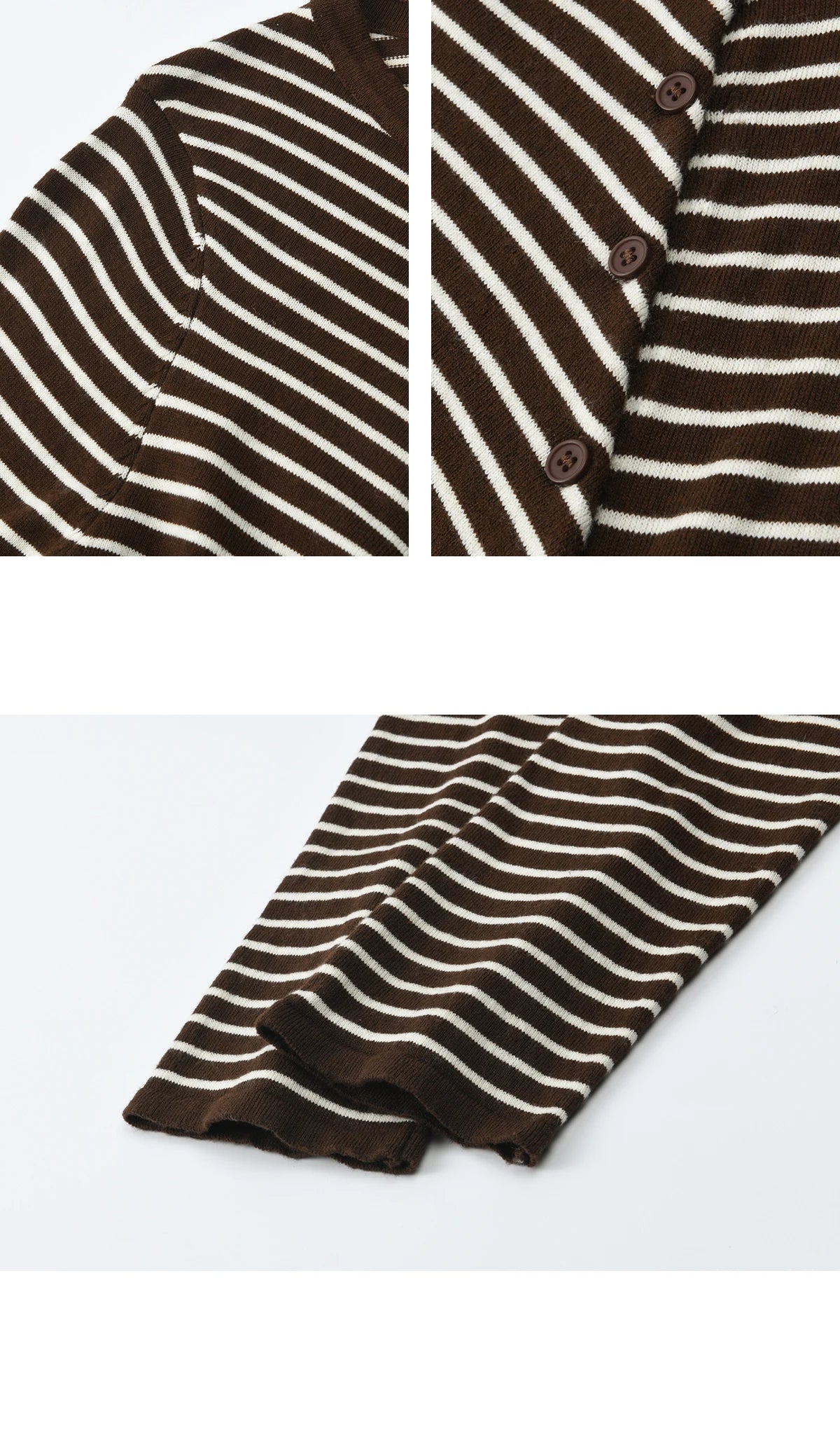 MISHOW Women's Coffee Striped Knitted Top 2025 Autumn Retro Commute Long Sleeves Loose Cardigan Sweater Women Clothes MXE46Z2537