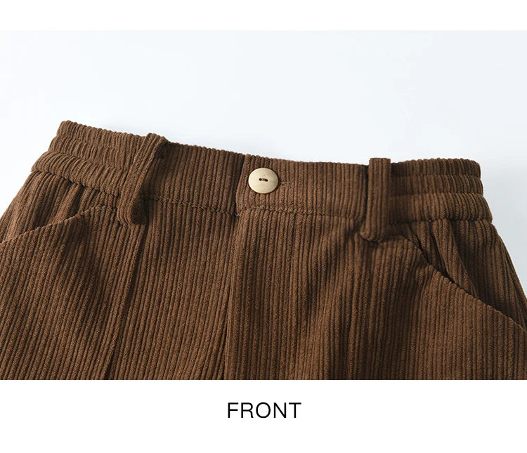 MISHOW Corduroy Pants High Waist Straight Pants Pocket Design Velvet Inside Comfortable Touch Slim Fit Office Lady MXD55K0813