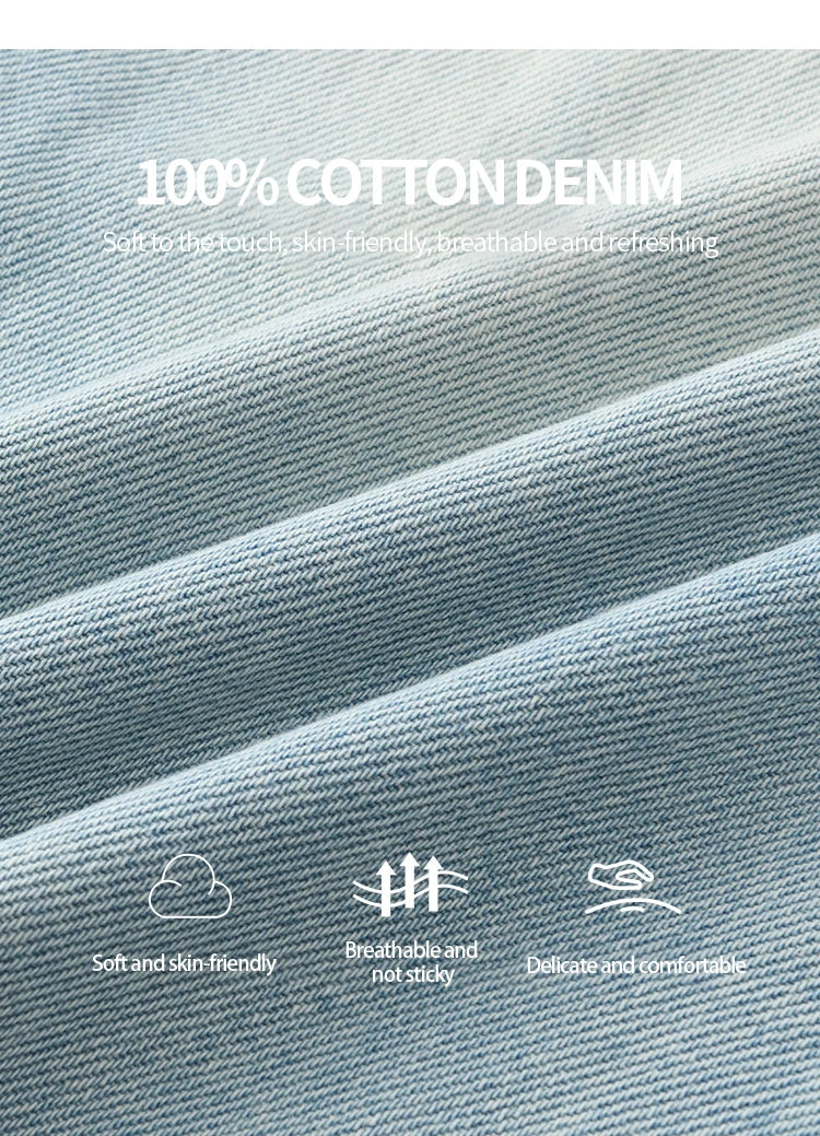 MISHOW Denim Blue Lace Straight Leg Pants for Women Summer 2025 High Waist Trousers 100 Cotton Casual Wide Leg Jeans MXE35K0947