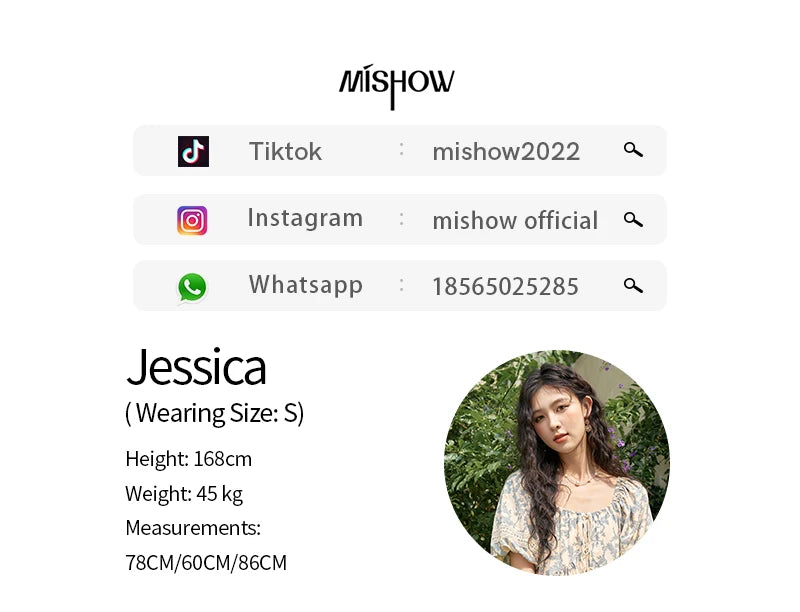 MISHOW French Floral Printing Dress for Women 2024 Summer Vacation U Neck Lace-up Bubble Sleeve Loose Doll Dresses MXD27L1898