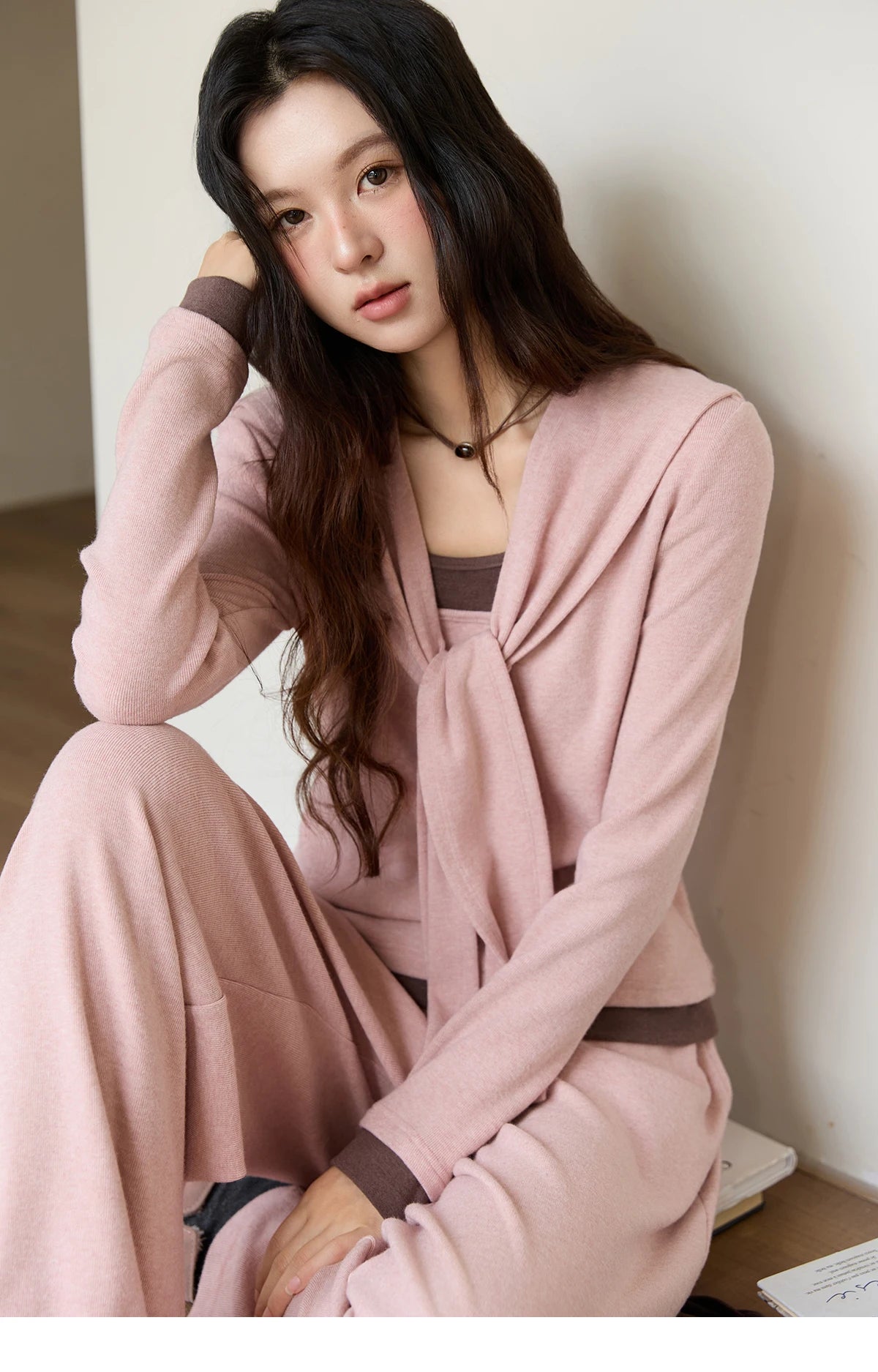 MISHOW Woman Slim Fit Long Sleeve Top 2025 Autumn Retro Solid O-neck Shawl Pullover Casual Knit Top Woman Clothes MXE89T1419