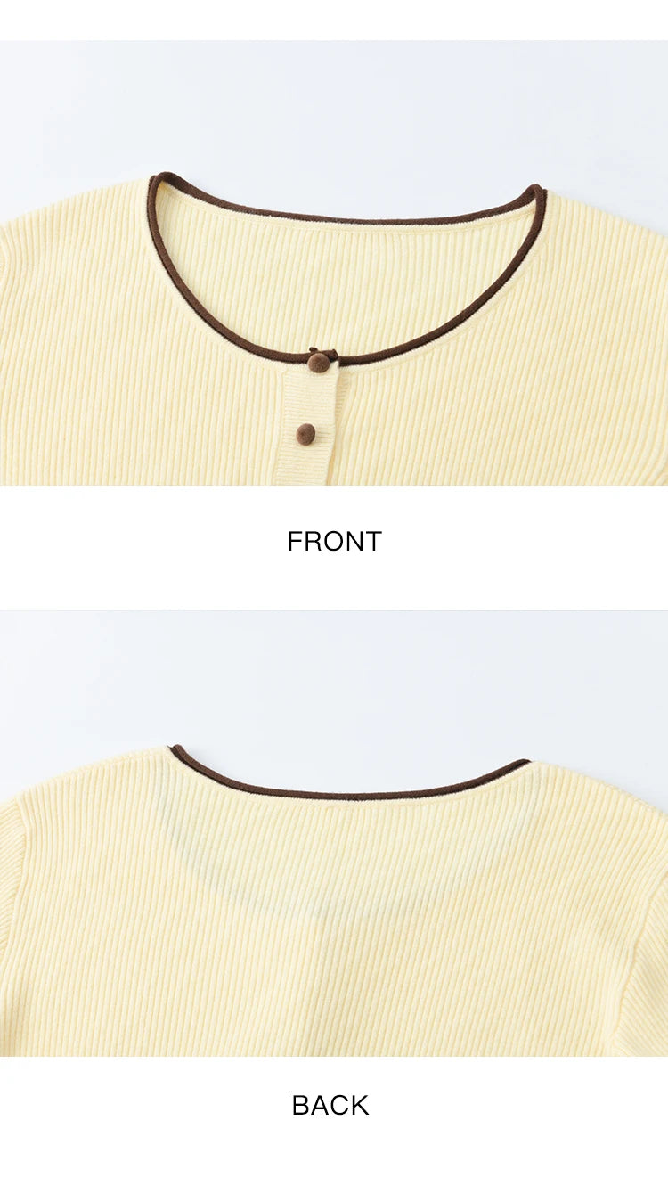 MISHOW Long Sleeves Sweater Women 2025 Winter New Retro Contrast Color Crew Neck Knit Top Comfortable Slim Sweater MXE89Z2639