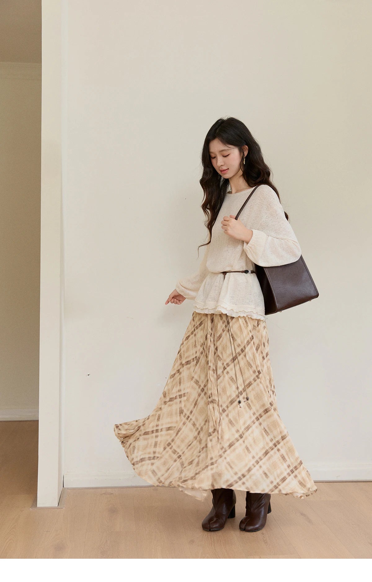 MISHOW Women's Lace Trim Boat Neck Knitted Tops with Belt 2026 Spring Micro Transparent Loose Casual Thin Sweater MXF13Z3002