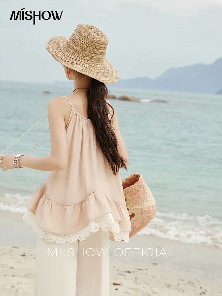 MISHOW French Summer Camisole for Women 2025 Sweet Lace Hollow Flower Sleeveless Tops Female New Fashion Holiday Top MXE33X1758