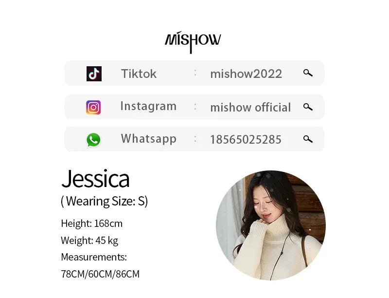 MISHOW Women's Brown Plaid Wool Blend Skirt 2025 Winter High Waist Slim A-Line Back Hem Split Back Elastic Midi Skirt MXE94B2461