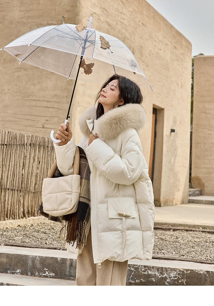 MISHOW Thickened Down Jacket Women's Hooded Zipper Long Sleeved 2024 Winter Korean Basic Warm Sweet Cotton Jacket Top MXD36Y0051