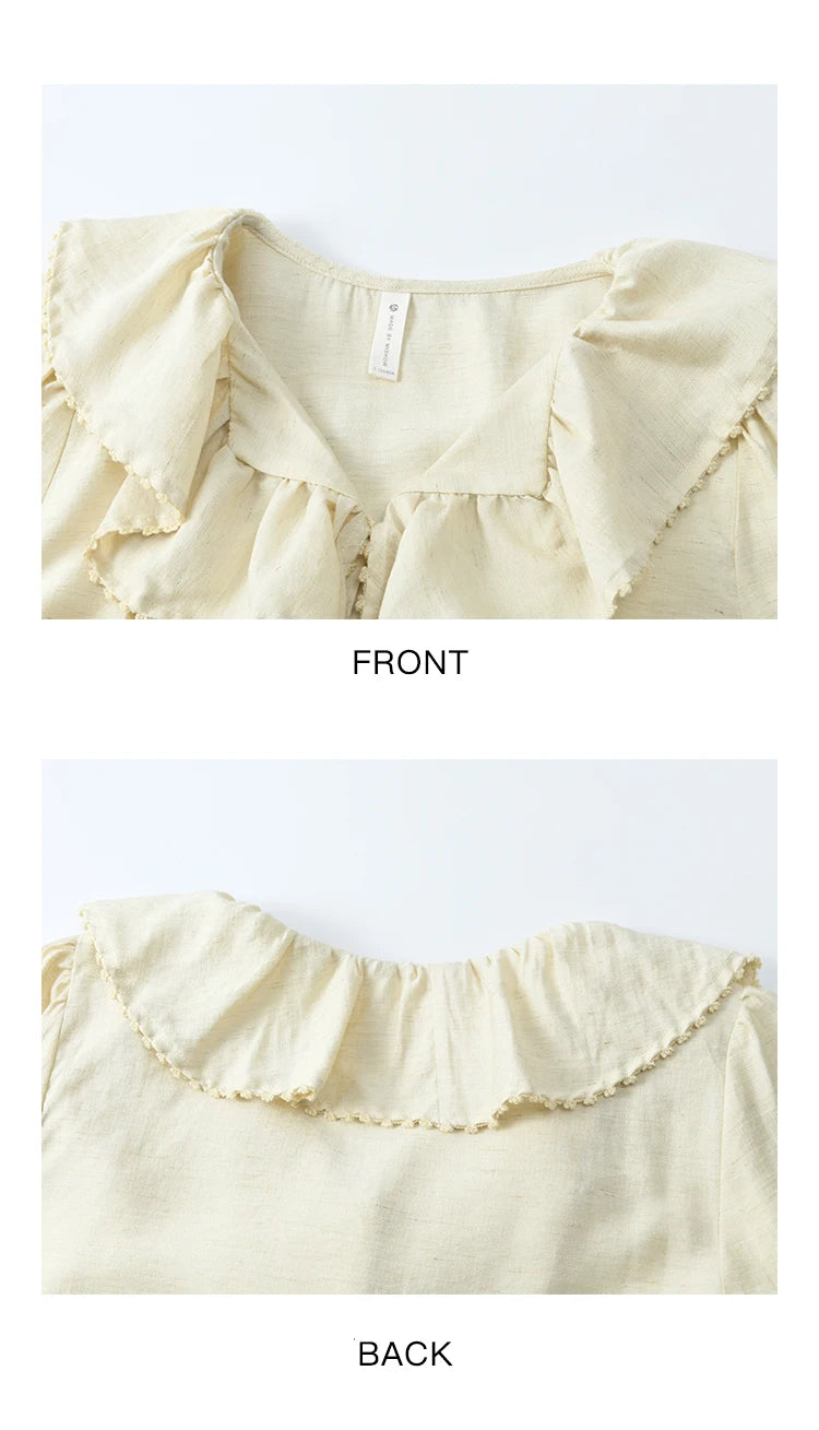 MISHOW Lotus Leaf Collar Shirt Bubble Sleeves Pink Shirt for Women Spring 2025 Sweet Chiffon Top Temperament Shirts MXE12X1702