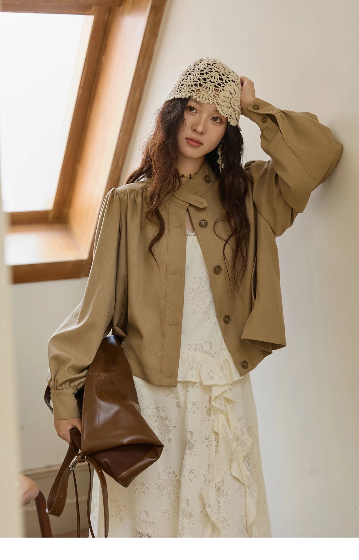 MISHOW Bohemian Apricot Lace Camisole Inner Dress Autumn Irregular Ruffle Tassel Hem Dresses Front Side Fork Dress MXE43L2449