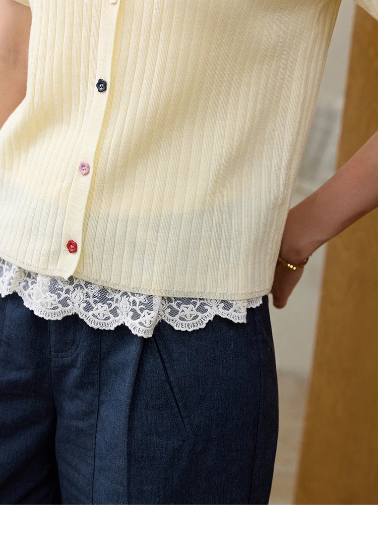 MISHOW Casual Summer Cardigan Women 2025 Short Sleeve Round Neck Solid Thin Knitted Pullovers Female Slimming Tops MXE34Z1268