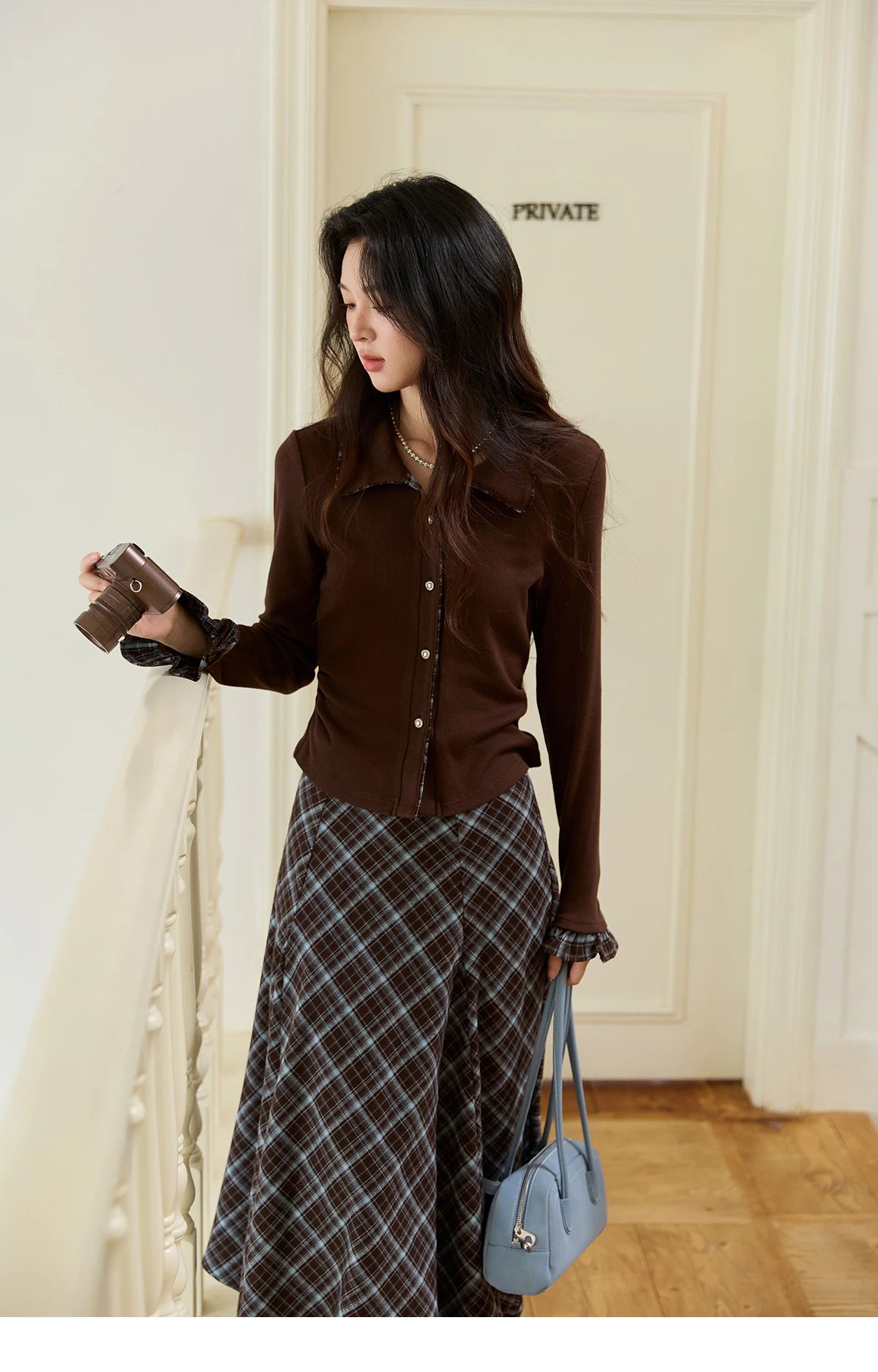 MISHOW Irregular Plaid Skirt 2025 Winter Retro Contrasting Skirt Female High Waist A-LINE Casual Skirts Office Lady MXE47B2436