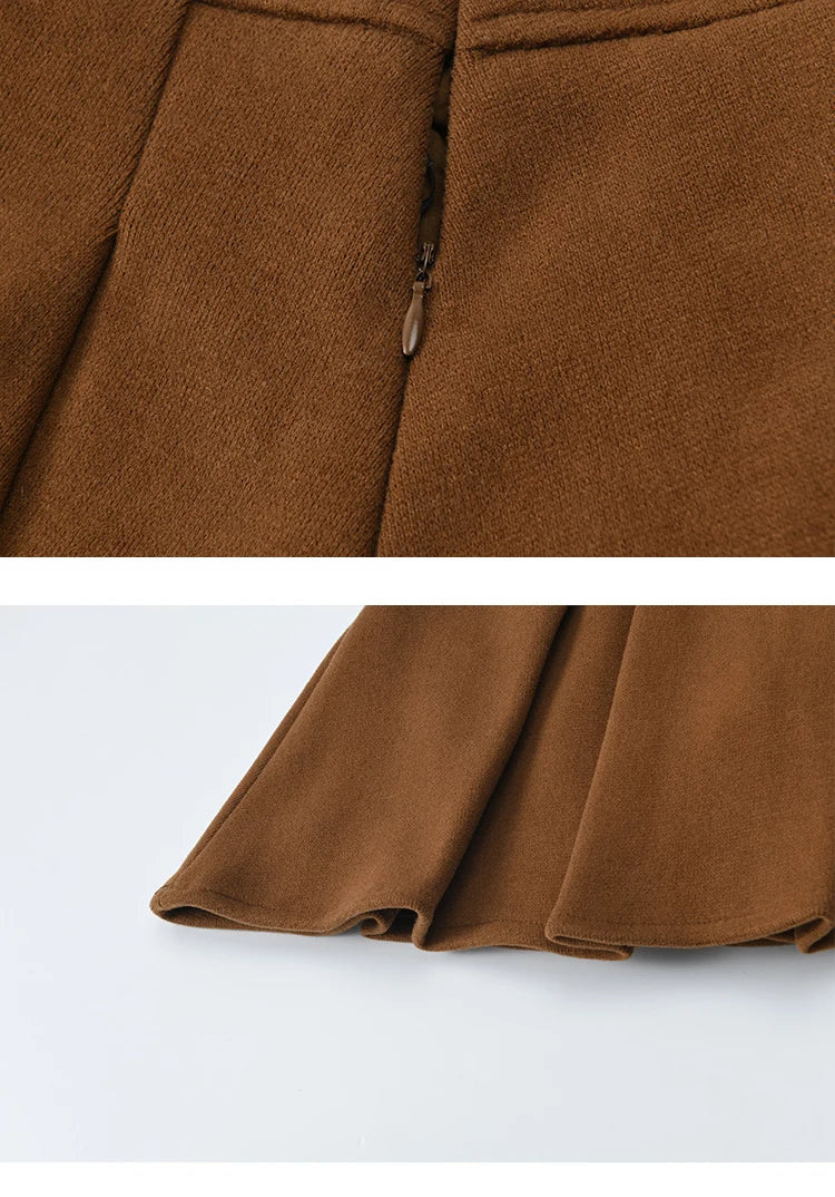 MISHOW Woman Skirt Suit 2025 Winter College Style Fake 2-piece Spliced Sweatshirt Pleated Skirt Casual Woman Sets MXE86T1447