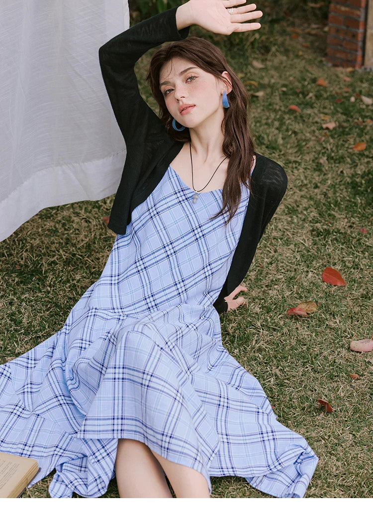 MISHOW Holiday Women's Summer Camisole Dresses 2025 Sleeveless Blue Palid Slim A-line Dress Female New Fashion Thin MXE33L2260