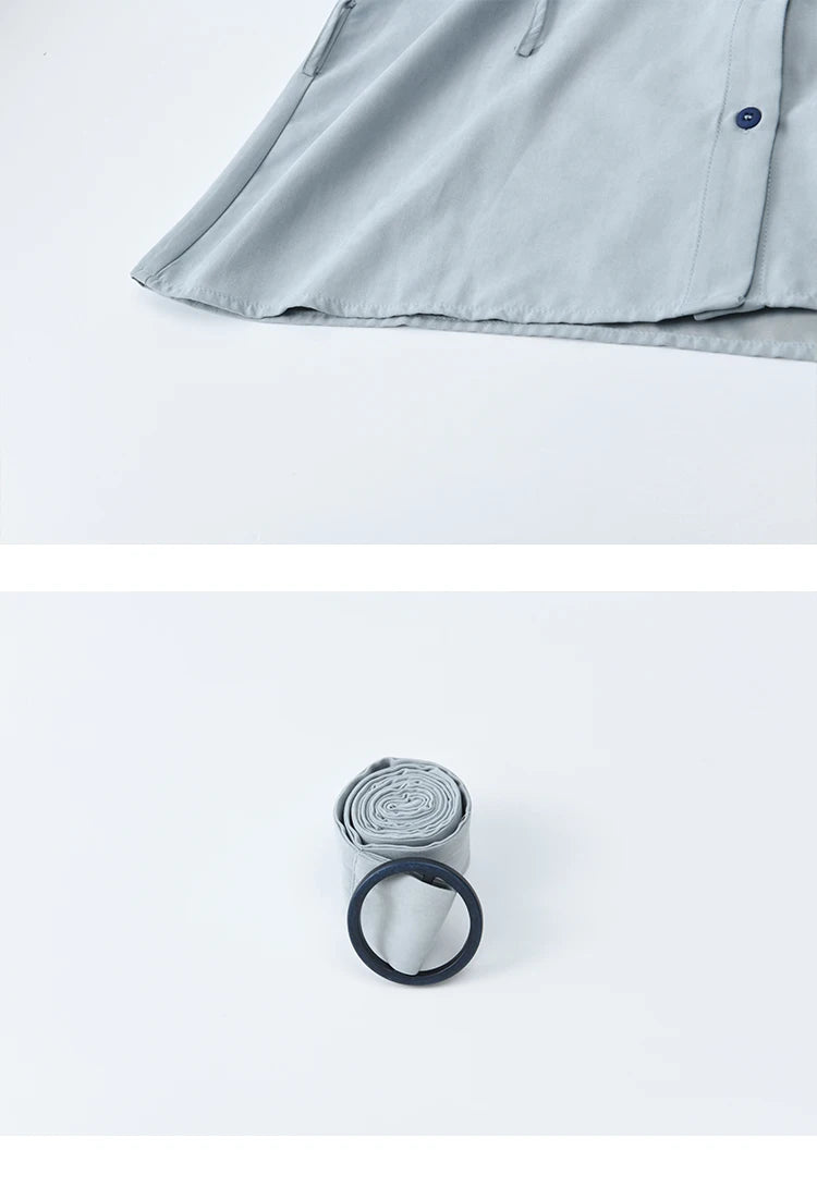 MISHOW Women's Haze Blue Peach Skin Velvet Shirt Autumn 2025 Contrast Color Design Waist Shirts Commute Versatile Top MXE47X2497