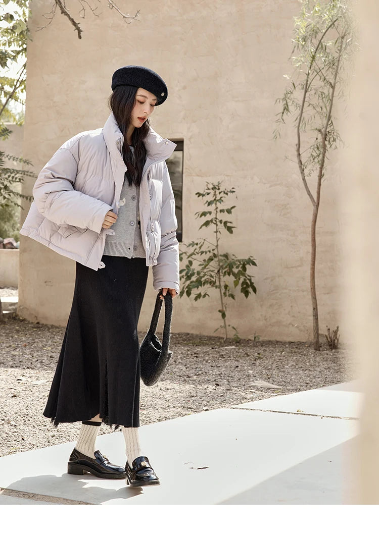 MISHOW Minimalist Down Jacket Women Zipper Short Jacket 2024 Fall Winter Loose Korean Version White Duck Down Jacket MXD42Y0047