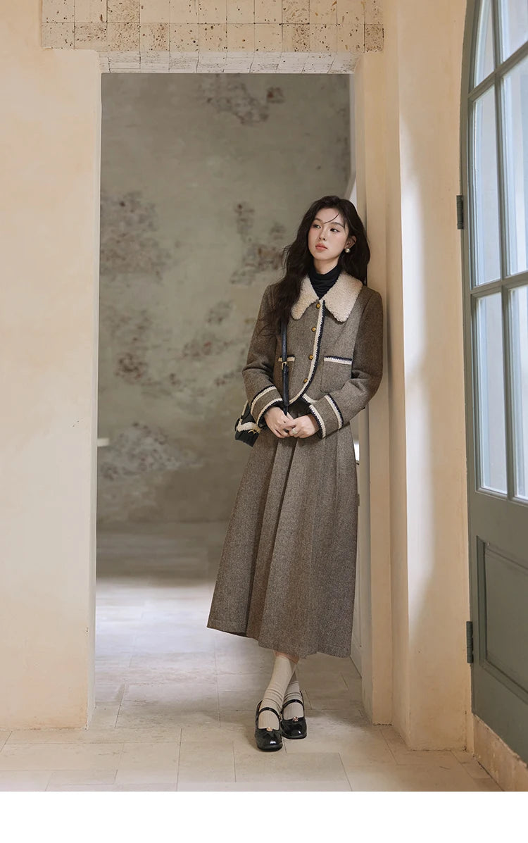 MISHOW Vintage Midi Skirts Coat Seprately Women 2024 Winter Turn Down Collar Plaid Tweed Jacket A-Line Pleated Skirt MXD56W0569