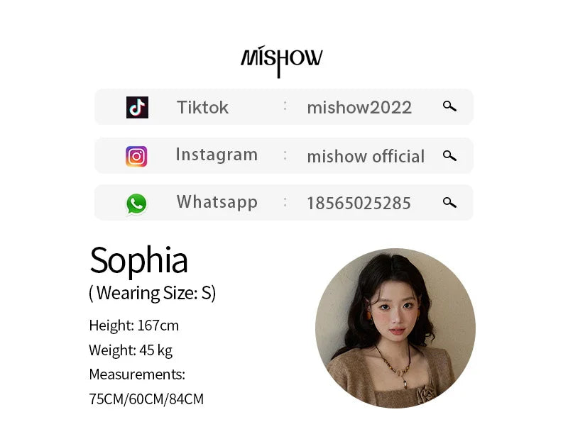 MISHOW Khaki Knitted Three-Piece Winter Set for Woman RetroThree-Dimensional Floral Camisole Cardigan Wide-Leg Pants MXE87T1449