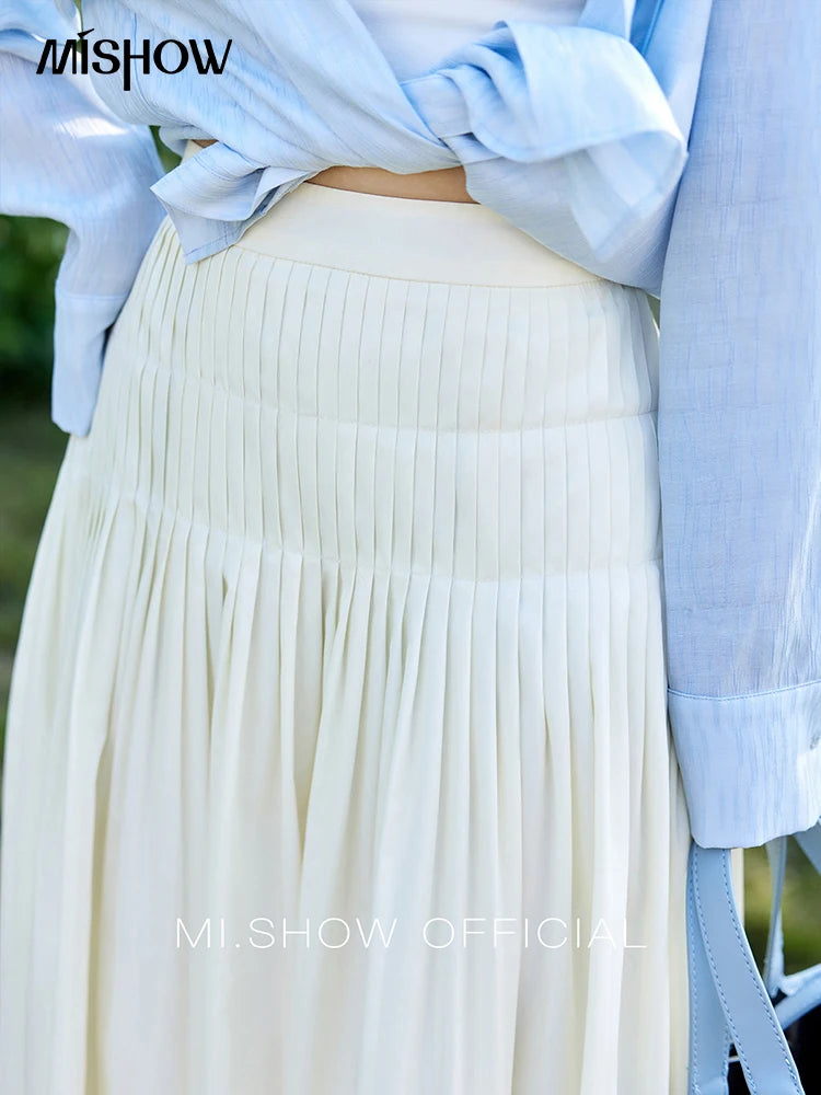 MISHOW Casual Versatile Skirt Women 2025 Spring Solid New A-line Slim Long Skirts Female Fashion High Waist Clothing MXE12B0663