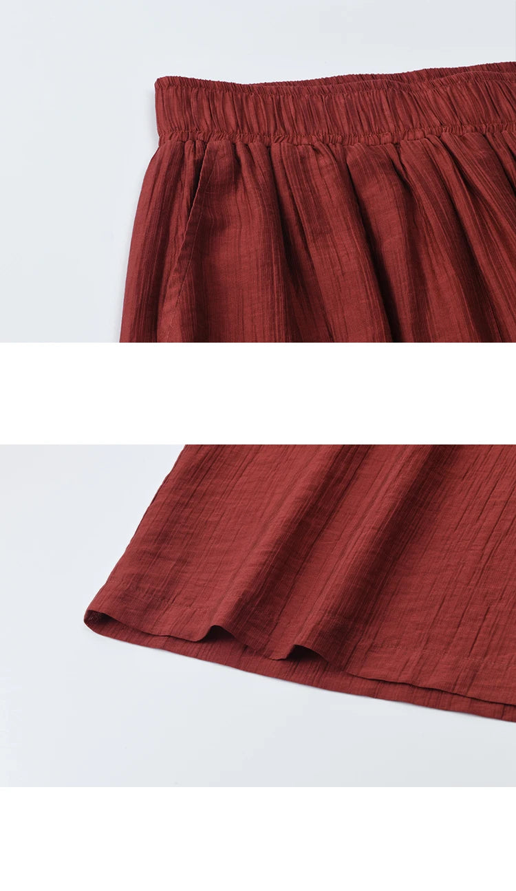 MISHOW Women's Wide Leg Pants 2025 Summer New Office Lady Fashion High Waist Casual Pocket Red Pants Female Clothing MXE38K0952