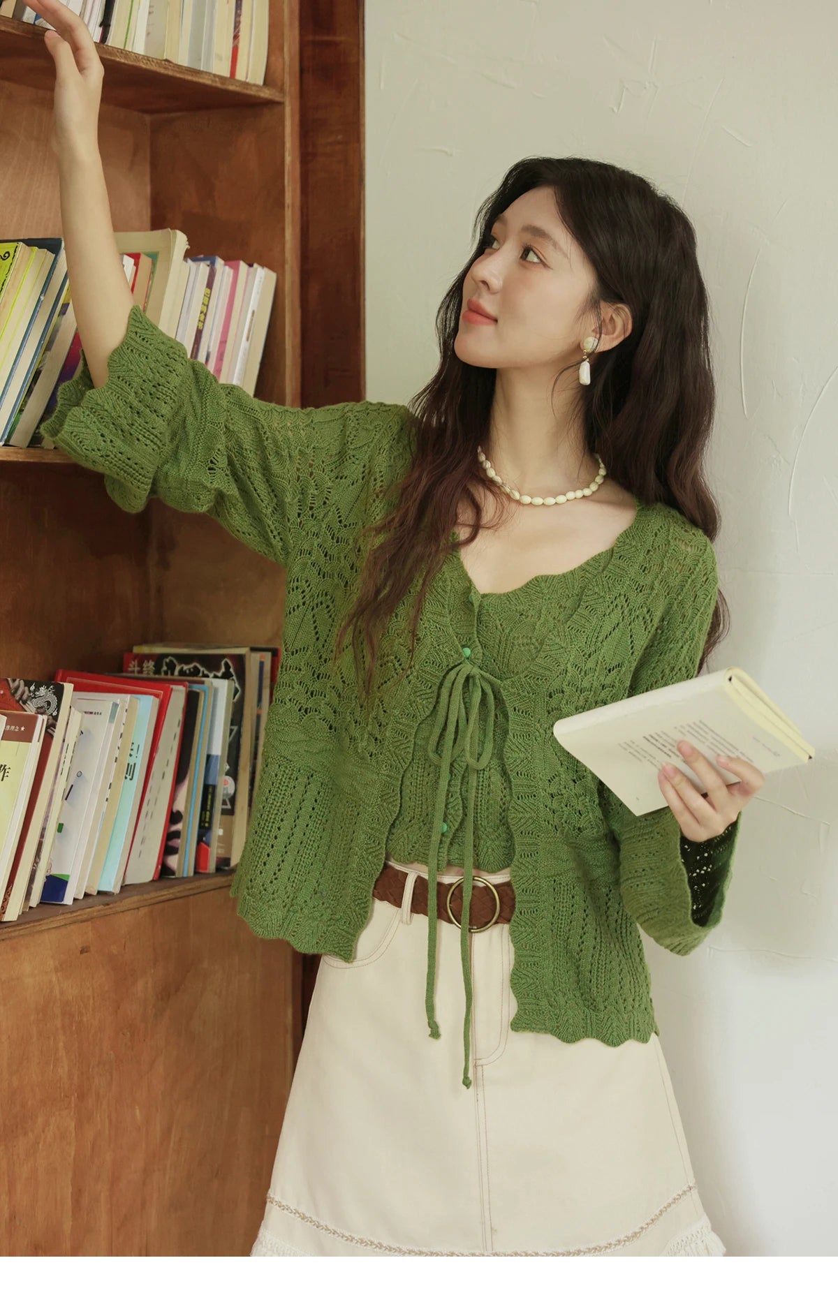 MISHOW Women's Wool Knitted Suit Autumn 2025 Flared Sleeves Lace-up Cardigan Single-breasted Camisole Two-piece Set MXE42T0717