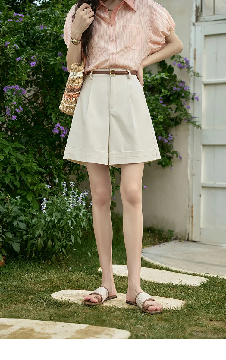 MISHOW Casual Solid Suit Short Pants for Women 2024 Summer High Waist Slim Straight Leg Pants Loose A-line Shorts MXD28K0647