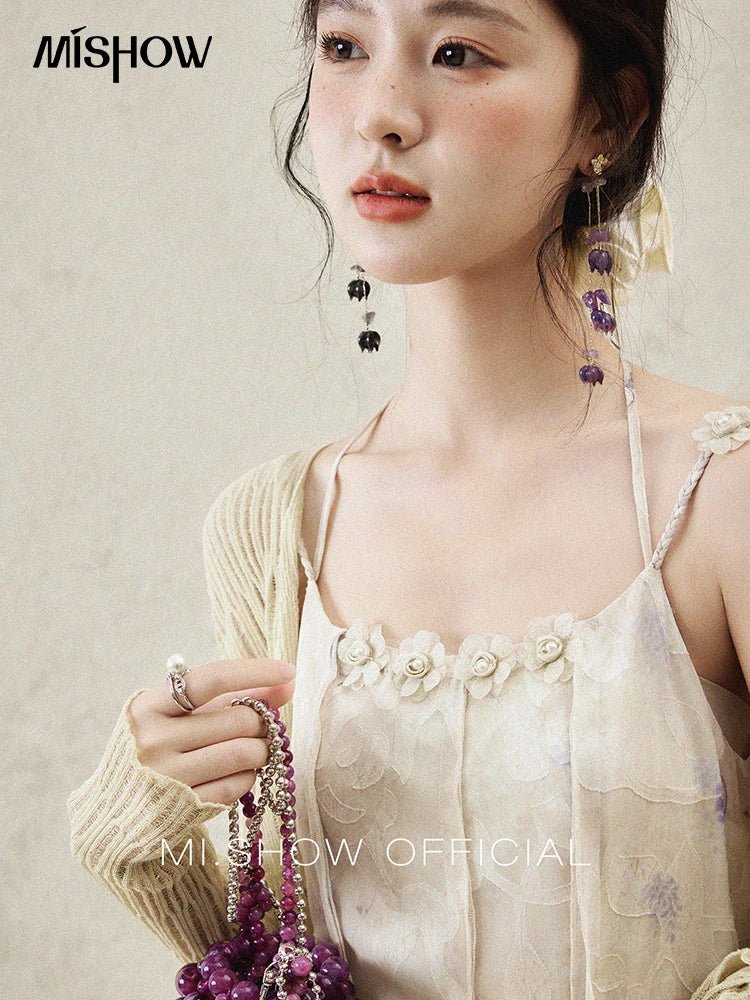 MISHOW Print Suspender Dress Women 2025 Spring Summer Square Collar Sleeveless Cut Flower Dresses New Fashion Slim MXE16L2144