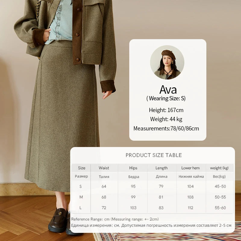 MISHOW Women's Wool A-line Skirt 2025 Autumn Winter Retro Suede Woolen Rear Hem Slit Skirt Versatile Waist Skirts MXE46B2426