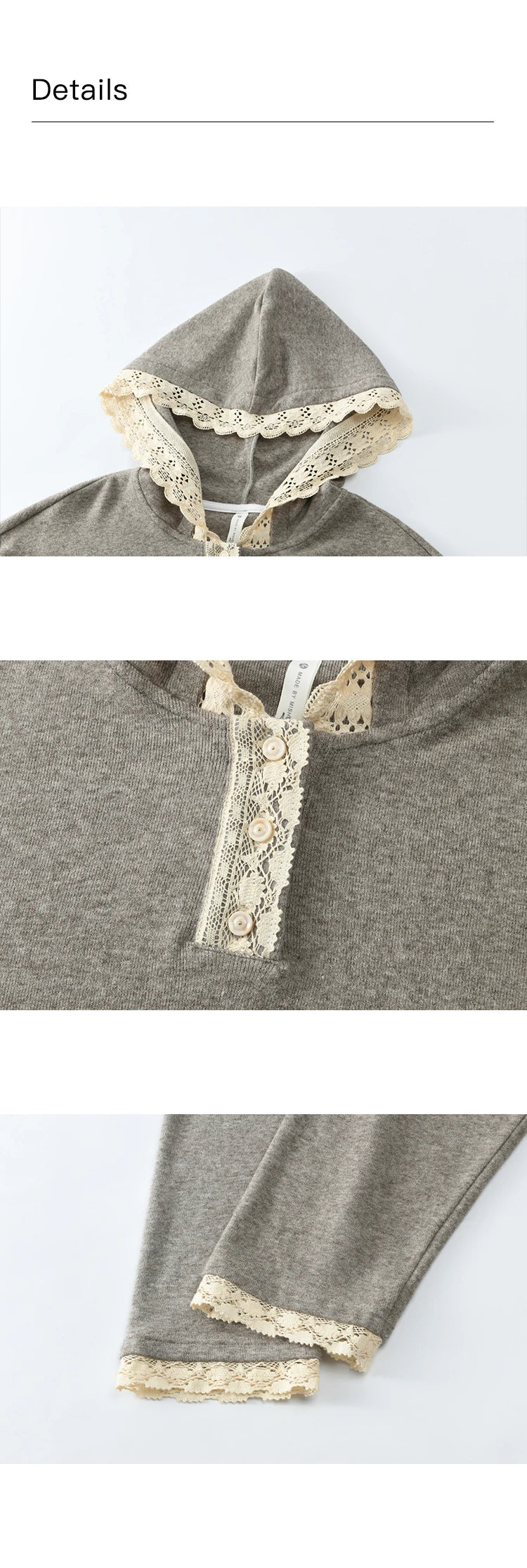 MISHOW Women's Sweatshirt Wide Leg Pants Separately 2025 Fall Winter Lace Splicing Hooded Casual Elastic Waist Pants MXD34V0098