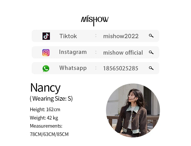 MISHOW Fragrant Jacket Rear Hem Slit Skirt Separately 2024 Winter Lapel Jackets Splicing Contrasting Leather Skirts MXD43W0444