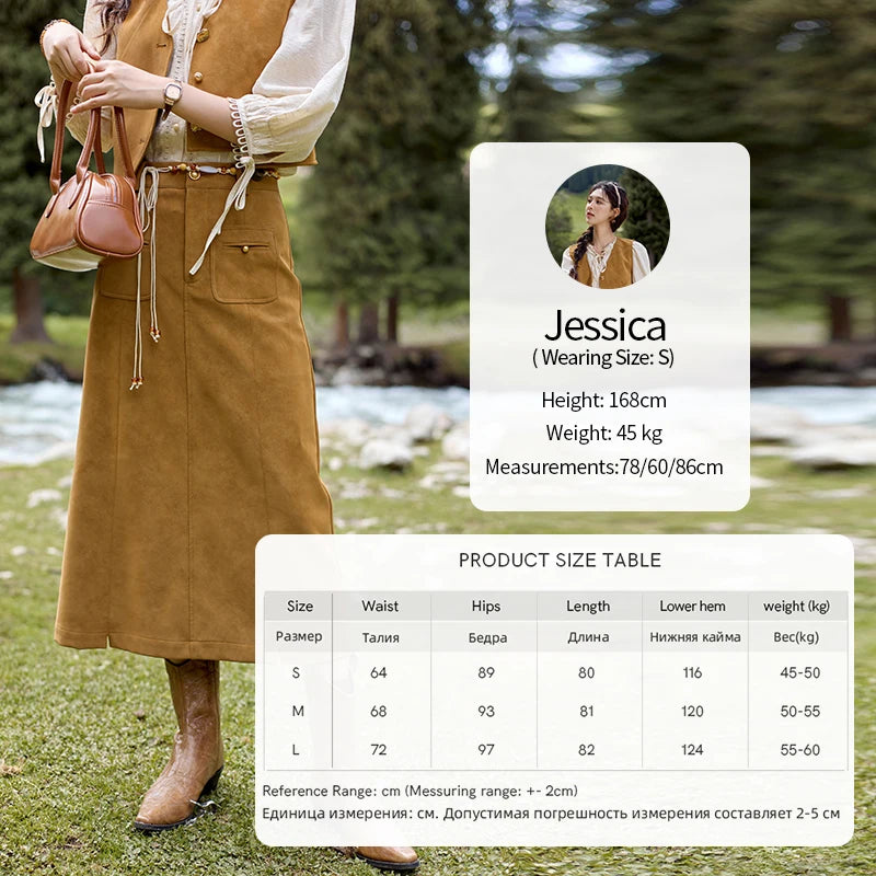 MISHOW Retro High Waist Suede Midi Skirt for Women Autumn 2024 Symmetrical Lip Pouch Skirts Slim Solid A-LINE Skirt MXD41B0486