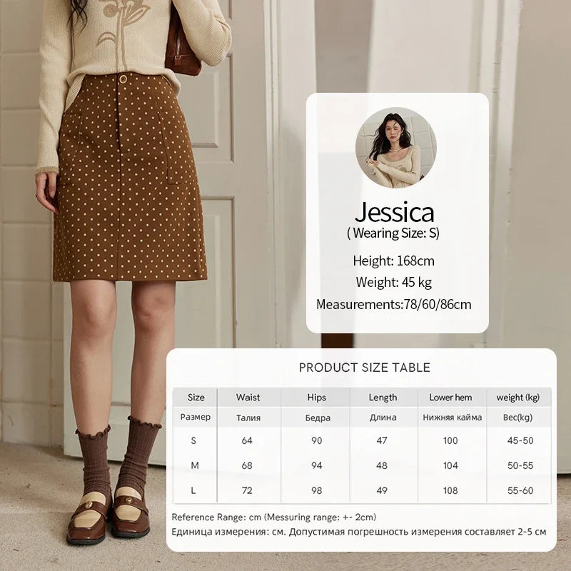 MISHOW French Polka Dot Skirt Women 2024 Winter American Retro High Waist A-line Skirt Symmetrical Side Pockets Skirt MXD34B0576