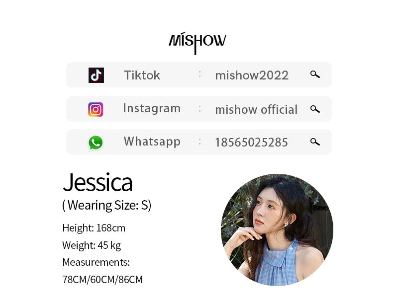 MISHOW Women's 2 Piece Set 2025 Summer Female Vacation Fashion Plaid Hanging Neck Button Top A-line Half Skirt Set MXE39T0711