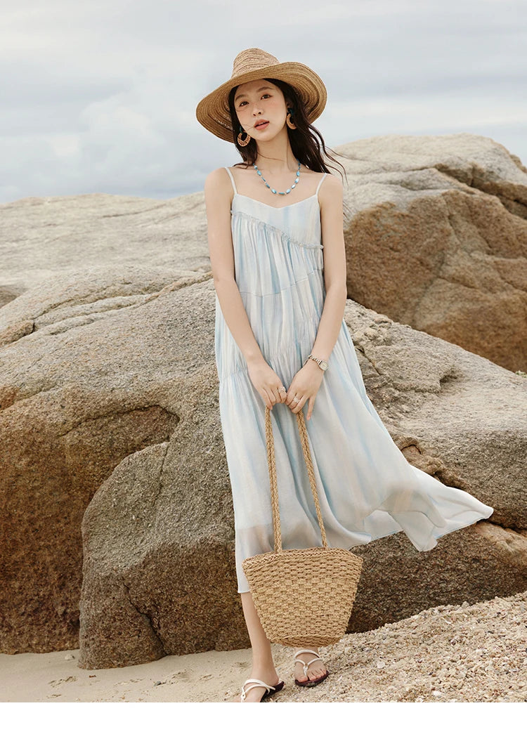 MISHOW Summer Holiday Camisole Dress for Women 2025 New Tie Dye Slim Sleeveless Seaside Long Dresses Female Fashion MXE12L2118