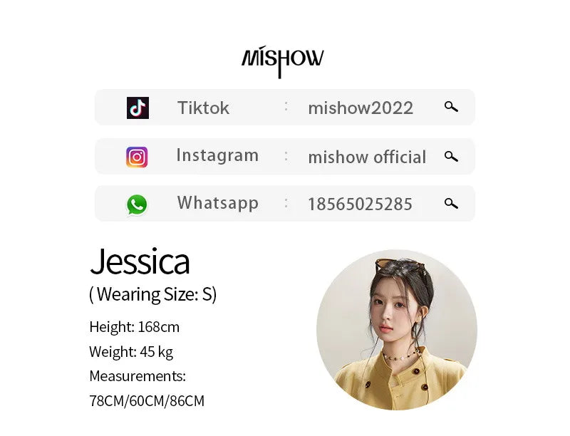 MISHOW Women's Yellow Double-Breasted Trench Stand Collar Coat Adjustable Cuffs Splicing Striped Hem Casual Outerwear MXF11W1026