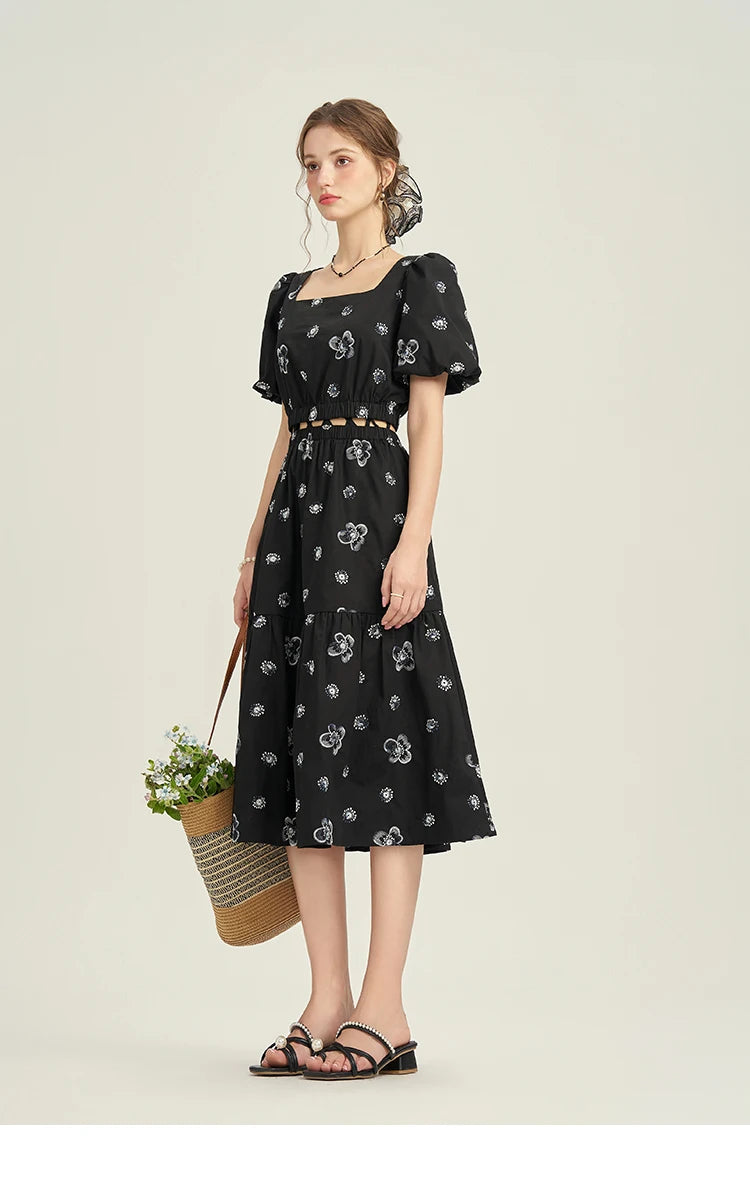 MISHOW High Waist Slim Floral Printing A-line Skirts Temperament Mid Length Skirt 2025 Summer Elastic Waist Skirt MPD21B0398