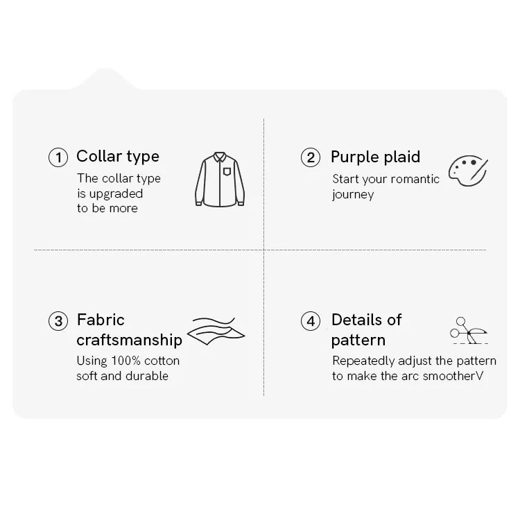 MISHOW Women's 100 Cotton Long-sleeve Purple Plaid Shirt Spring 2025 Loose Pockets Casual Shirts Korean Polo Neck Top MXE14C0417