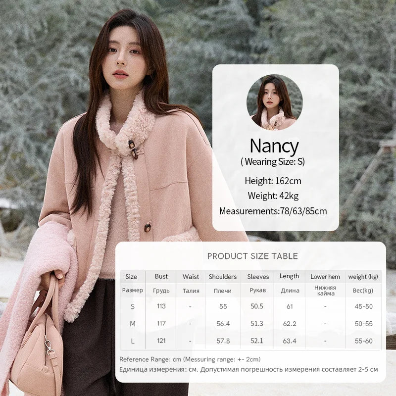 MISHOW Winter Jacket Women 2025 Elegant Luxury Suede Composite Fur Stand-up Collar Short Jacket Windproof Warm Coat MXE87W0941