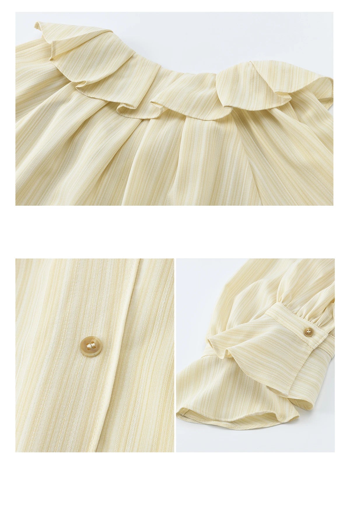 MISHOW Women's Ruffled Collar Striped Shirt 2026 Spring Flare Sleeve Elegant Casual Loose Long Sleeve Top Office Lady MXF13C2438