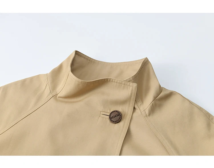 Mishow Stand Up Collar Medium Long Trench MXE44W0813