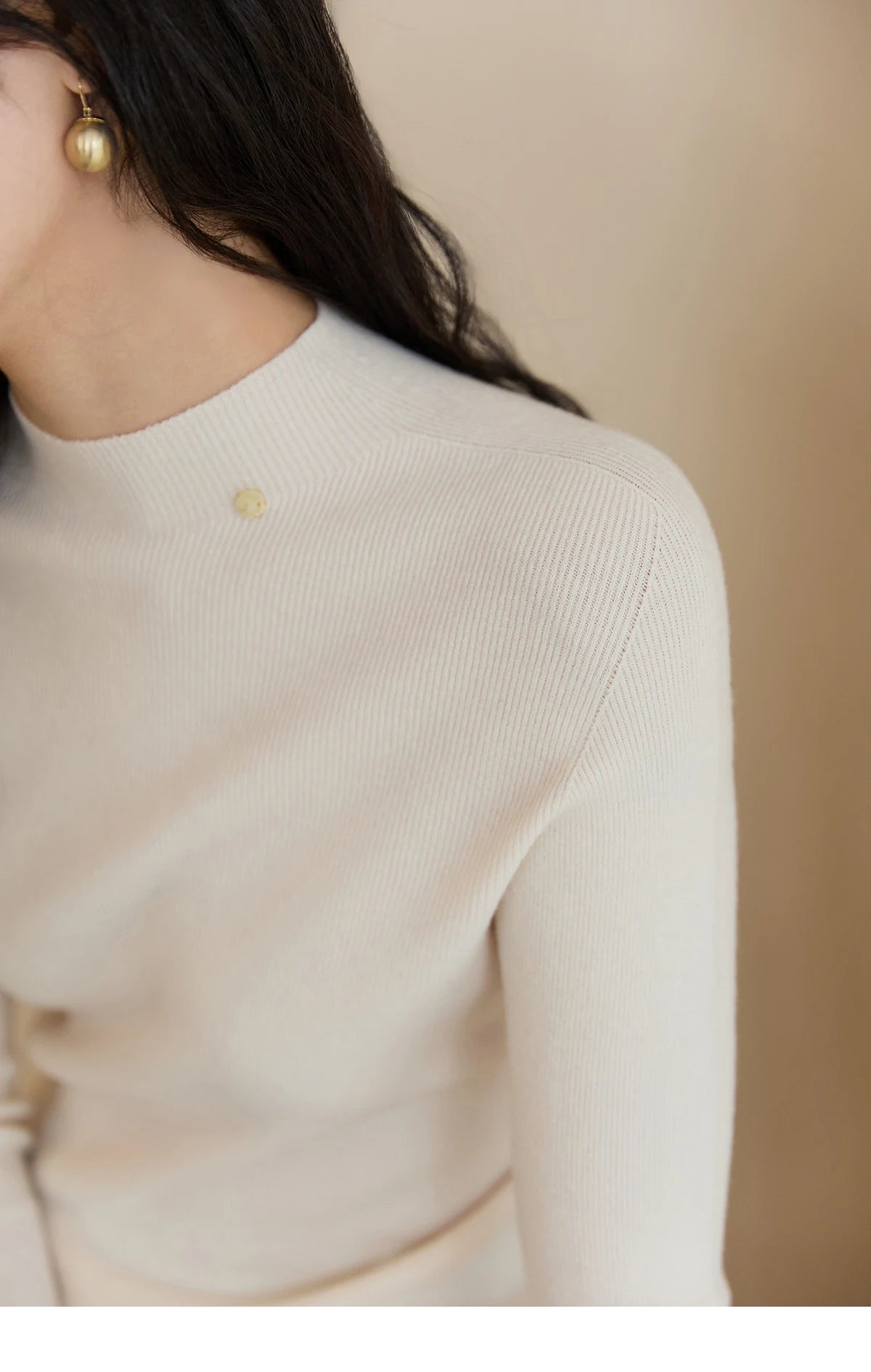 MISHOW Woman Long-sleeved Tops 2025 Autumn Winter Minimalist Mock Neck Knited Top Commute Casual Slim Pullover Woman MXE48Z2583