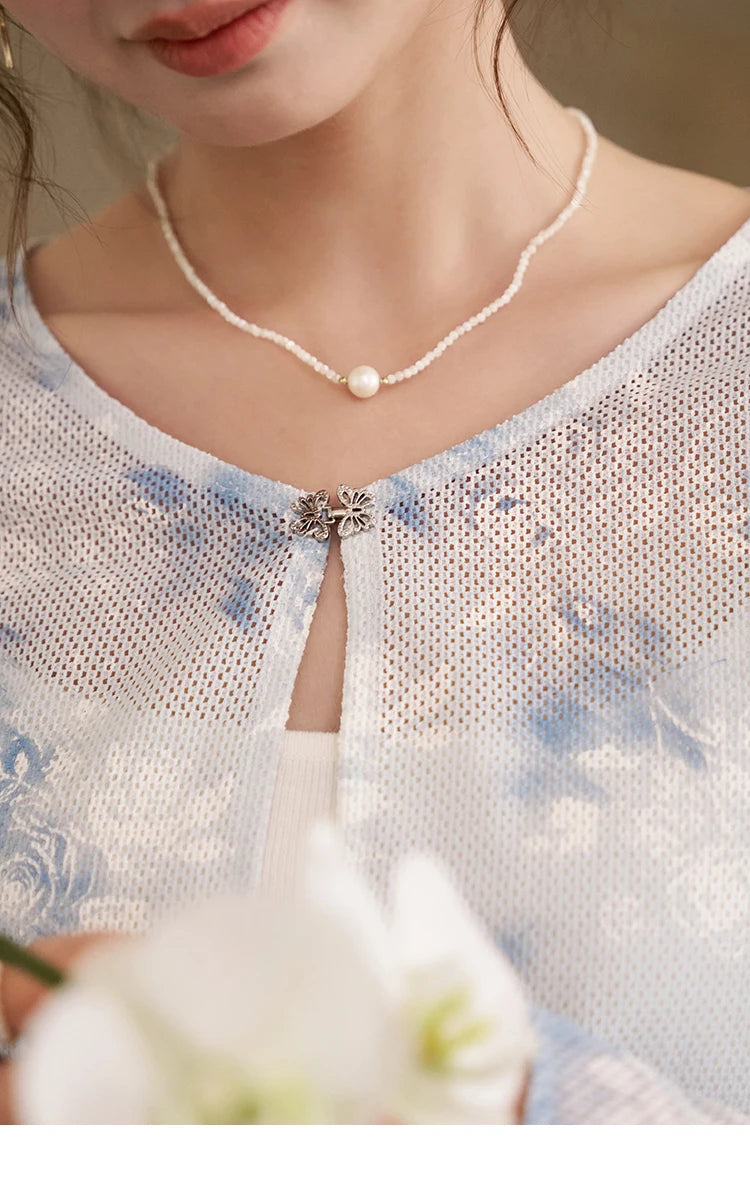 MISHOW Elegant Hollow Out Cardigan Camisole Skirt Separately Spring Lace Printing Short Cardigans Solid Pleated Skirt MXD12W0342