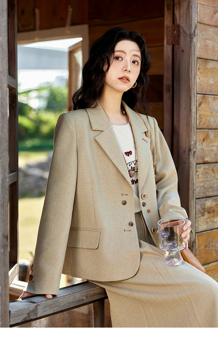 MISHOW Skirt Jacket For Women Separately 2025 Spring New Casual Vintage Blazer Jacket Pleated Skirt Fashion Blazer MXE11W0712