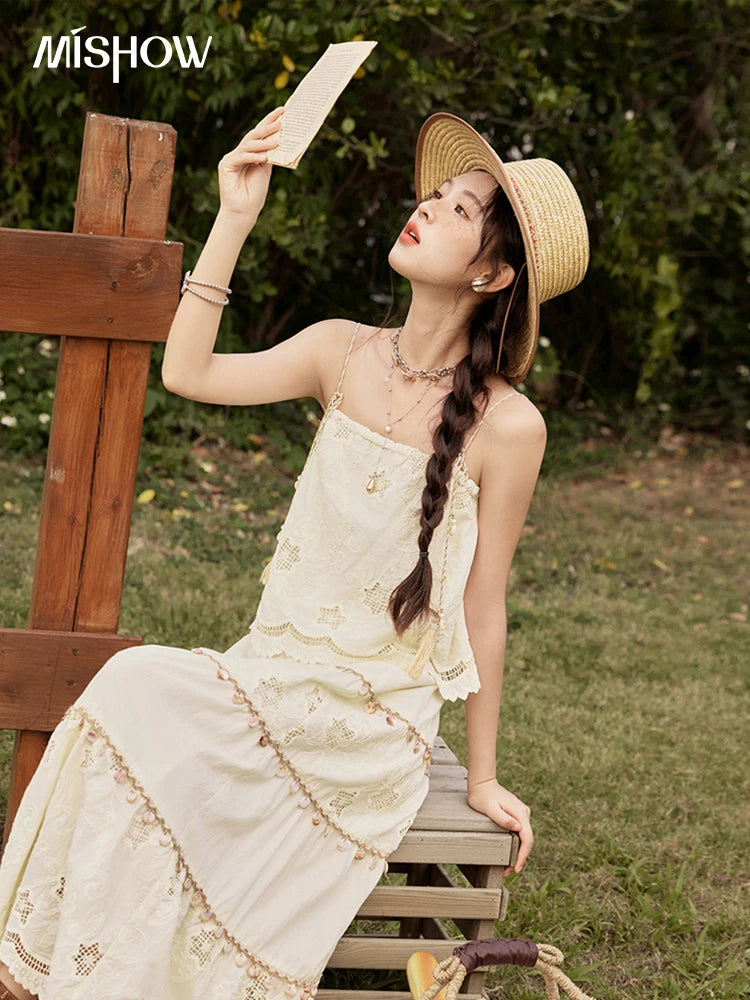 MISHOW Bohemian Summer Camisole Skirt Sets Women 2025 Sleeveless Embroidery Tops Long Skirts Female New Fashion MXE34T0568