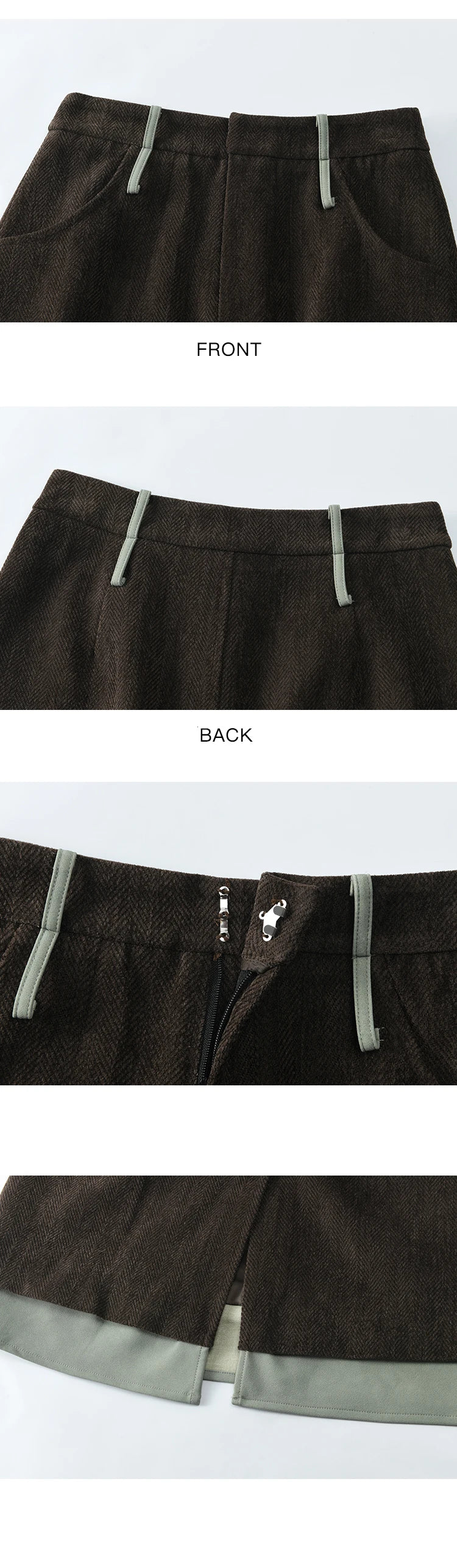 MISHOW Fragrant Jacket Rear Hem Slit Skirt Separately 2024 Winter Lapel Jackets Splicing Contrasting Leather Skirts MXD43W0444