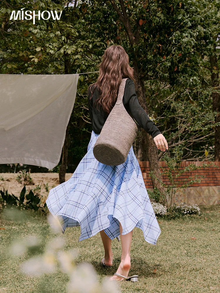 MISHOW Holiday Women's Summer Camisole Dresses 2025 Sleeveless Blue Palid Slim A-line Dress Female New Fashion Thin MXE33L2260