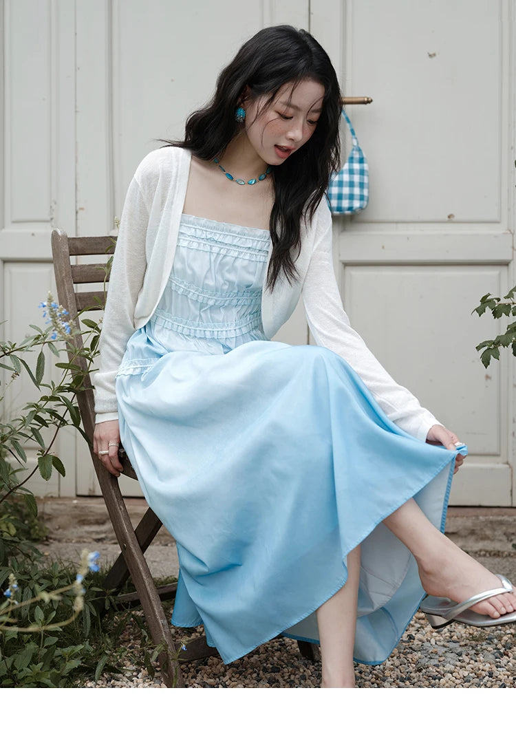 MISHOW Female Fashion Gradient Strap Dress 2025 Summer Sleeveless Black Fungal Edge Sashes Women's Vacation Dresses MXE34L2242